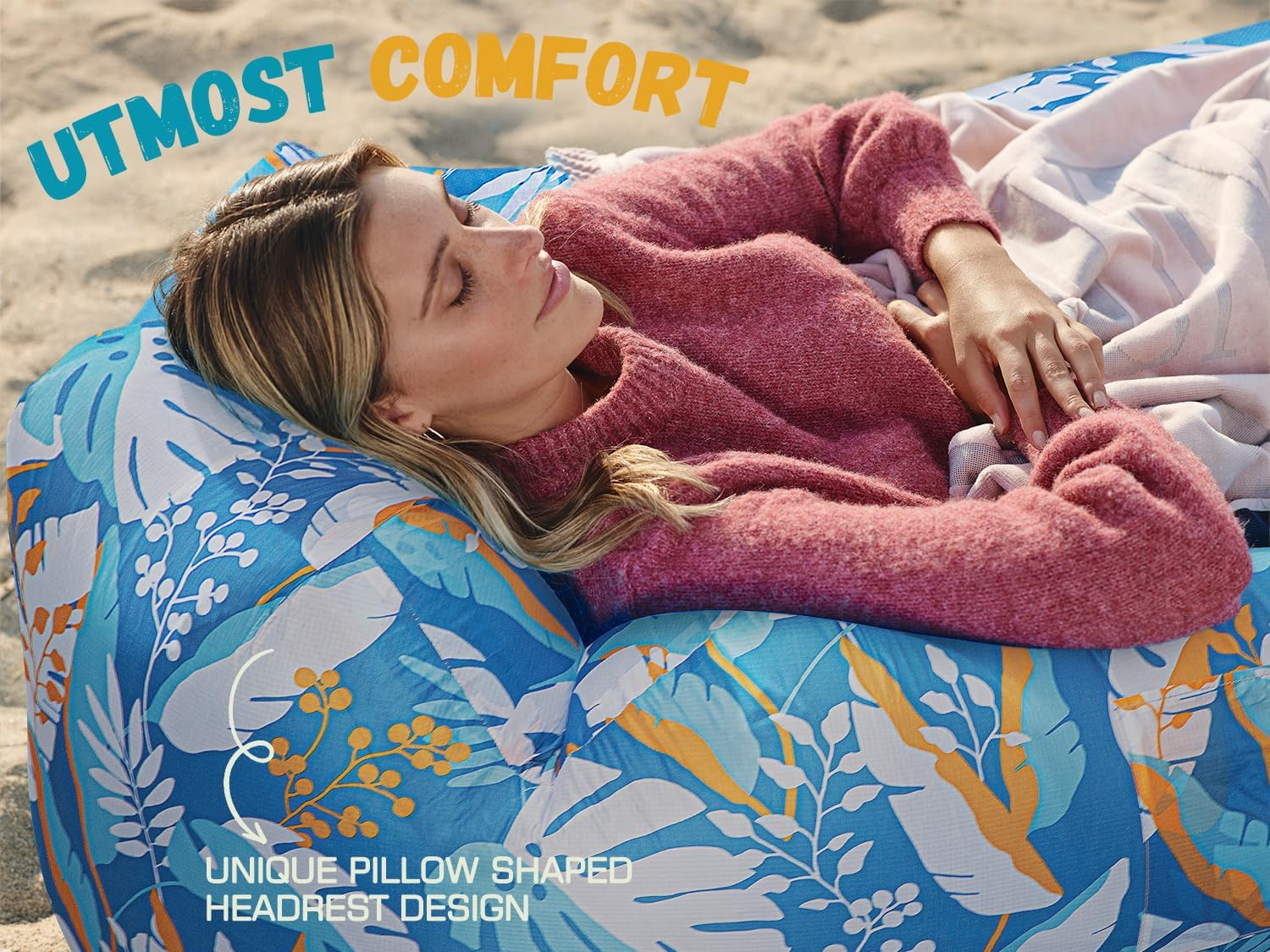 WEKAPO Inflatable Lounger Air Sofa,Honey Twilight Leaf