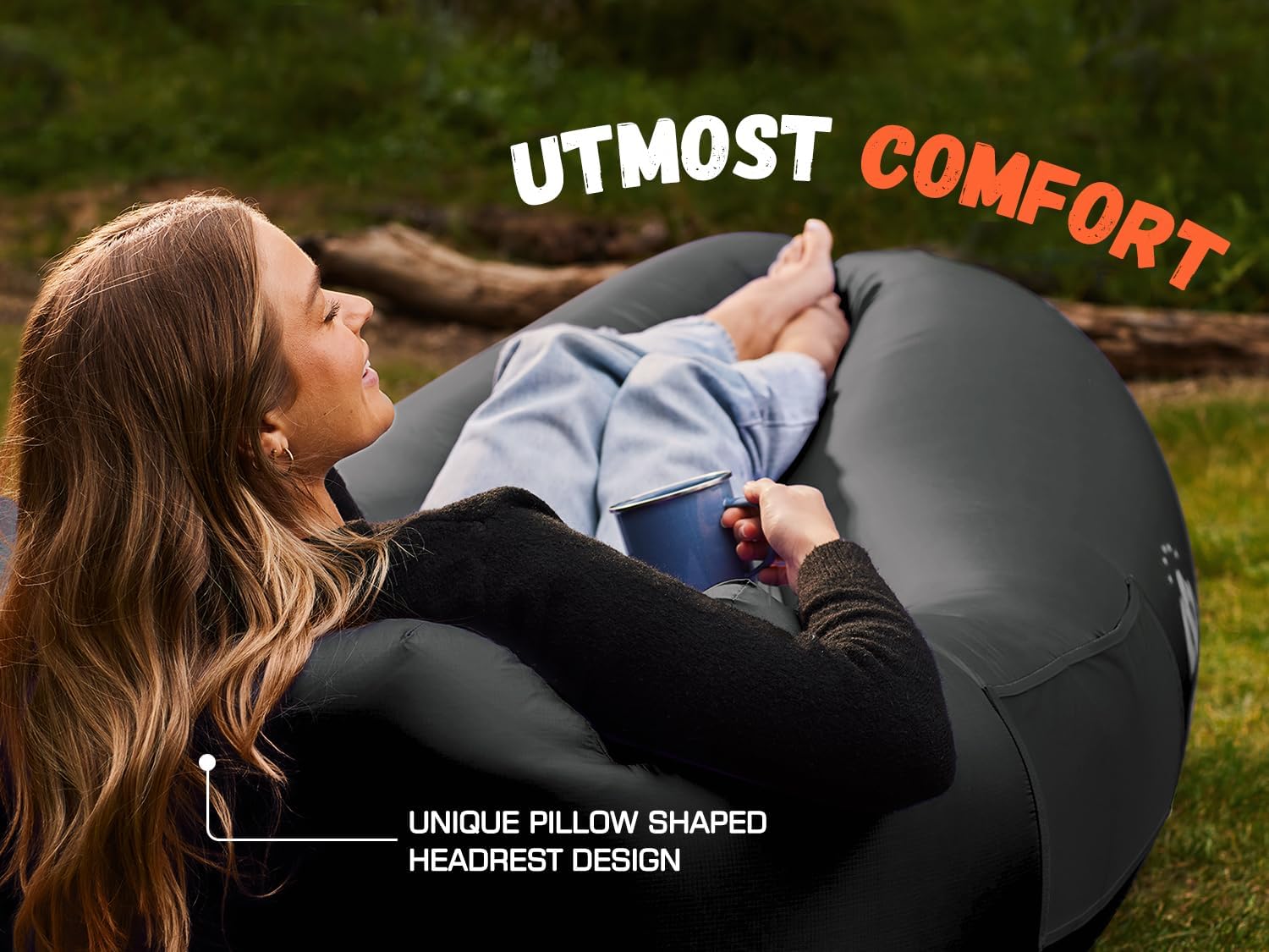WEKAPO Inflatable Lounger Air Sofa,Black