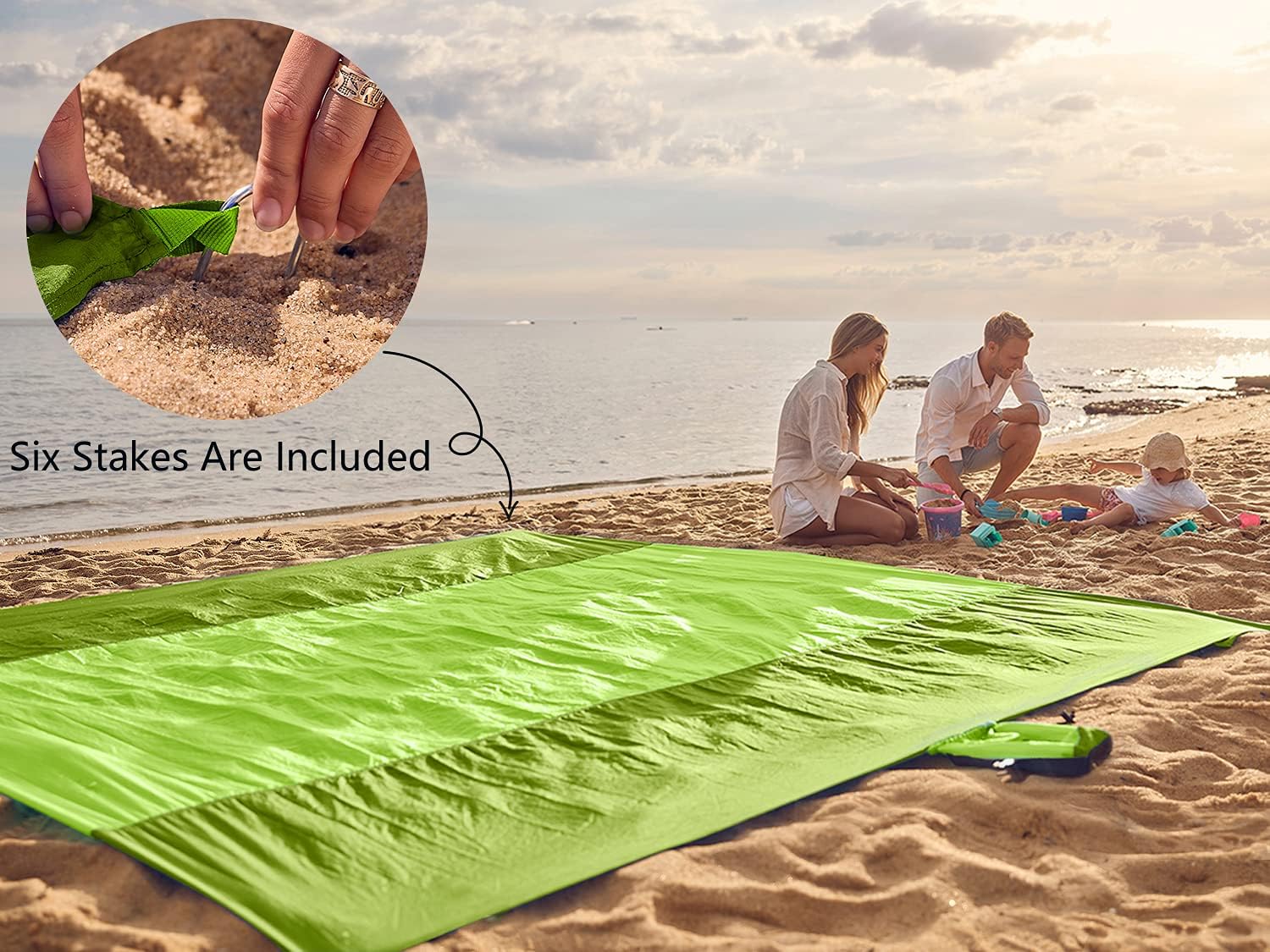 WEKAPO Sand Free Beach Blanket, Green