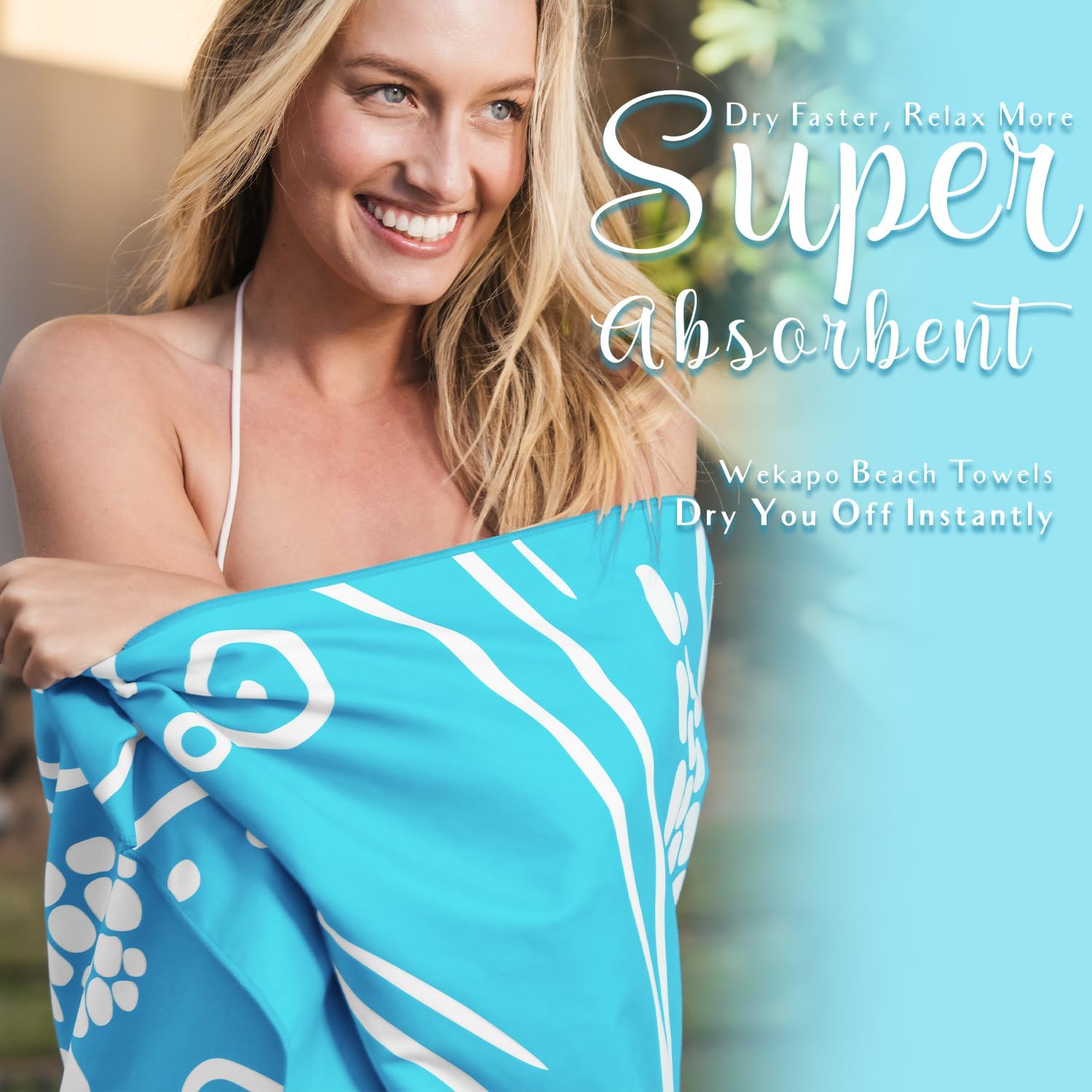 WEKAPO Microfiber Beach Towel,Blue Sea Turtle