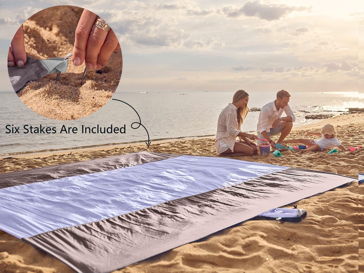 WEKAPO Sand Free Beach Blanket, Purple
