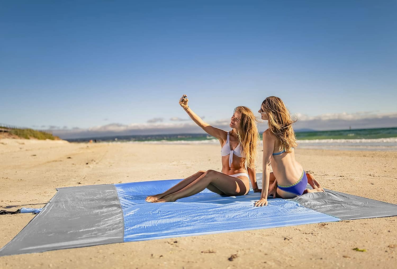 WEKAPO Sand Free Beach Blanket, Periwinkle Blue