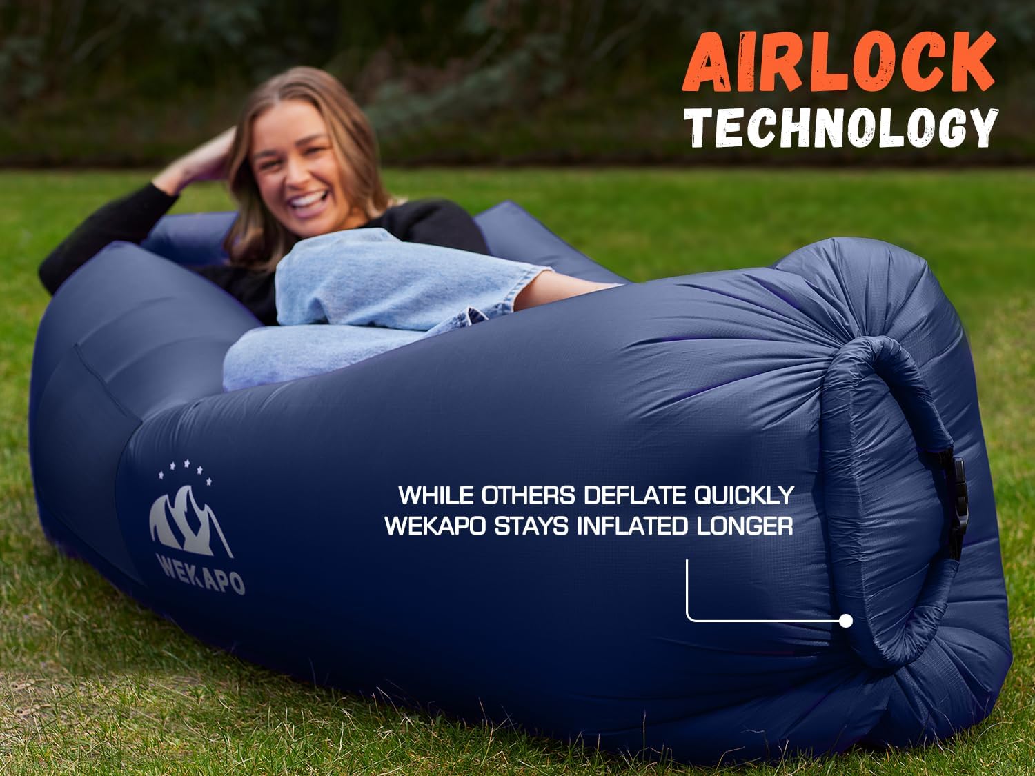 WEKAPO Inflatable Lounger Air Sofa,Navy