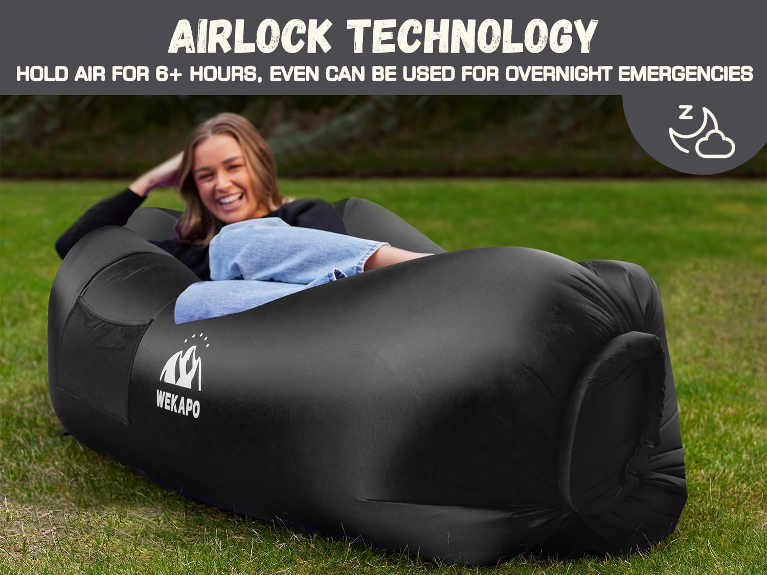 WEKAPO Inflatable Couch with Pump,Black