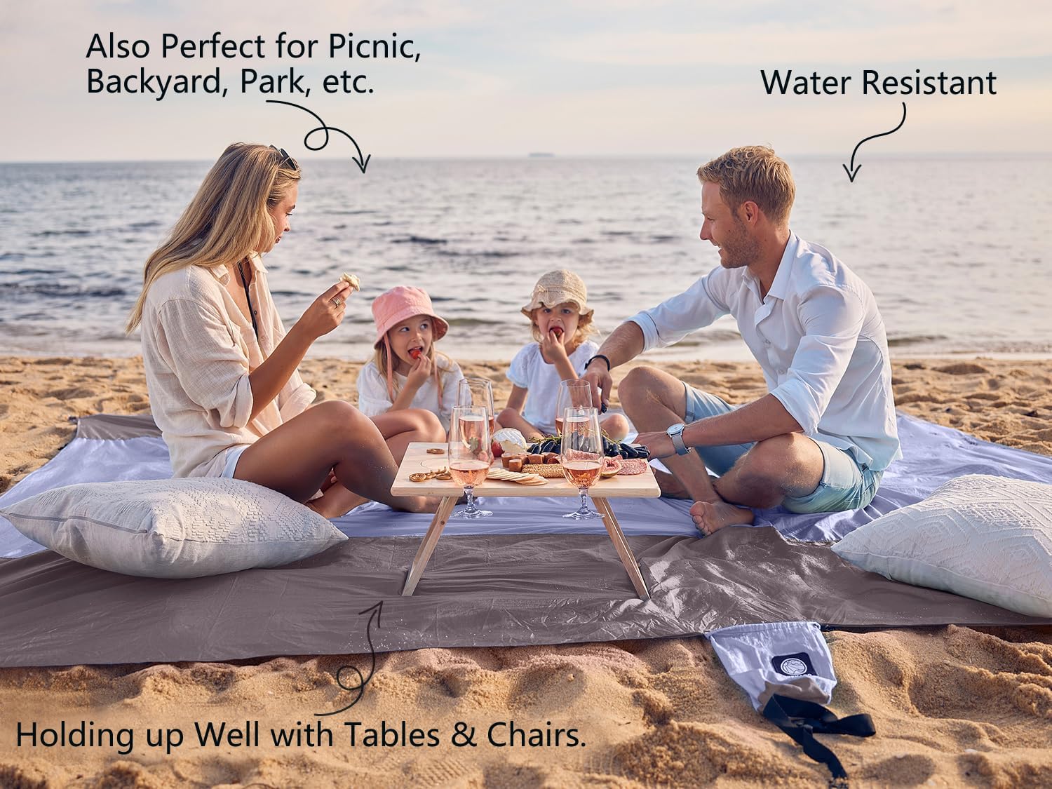 WEKAPO Sand Free Beach Blanket, Purple