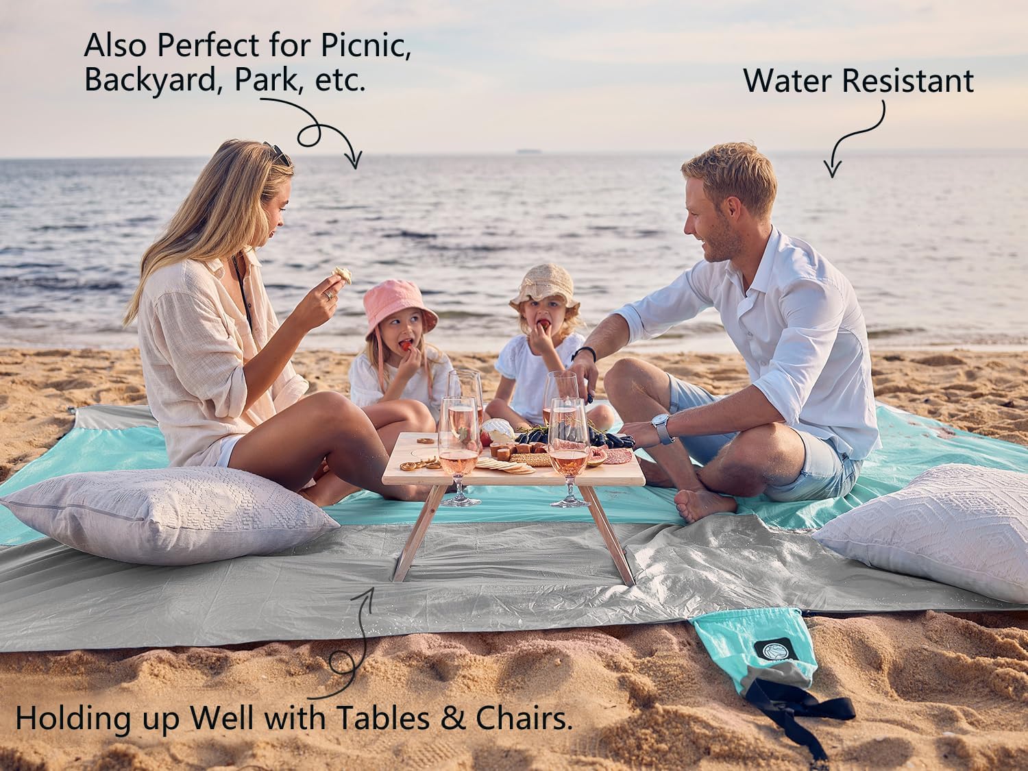 WEKAPO Sand Free Beach Blanket, Grey