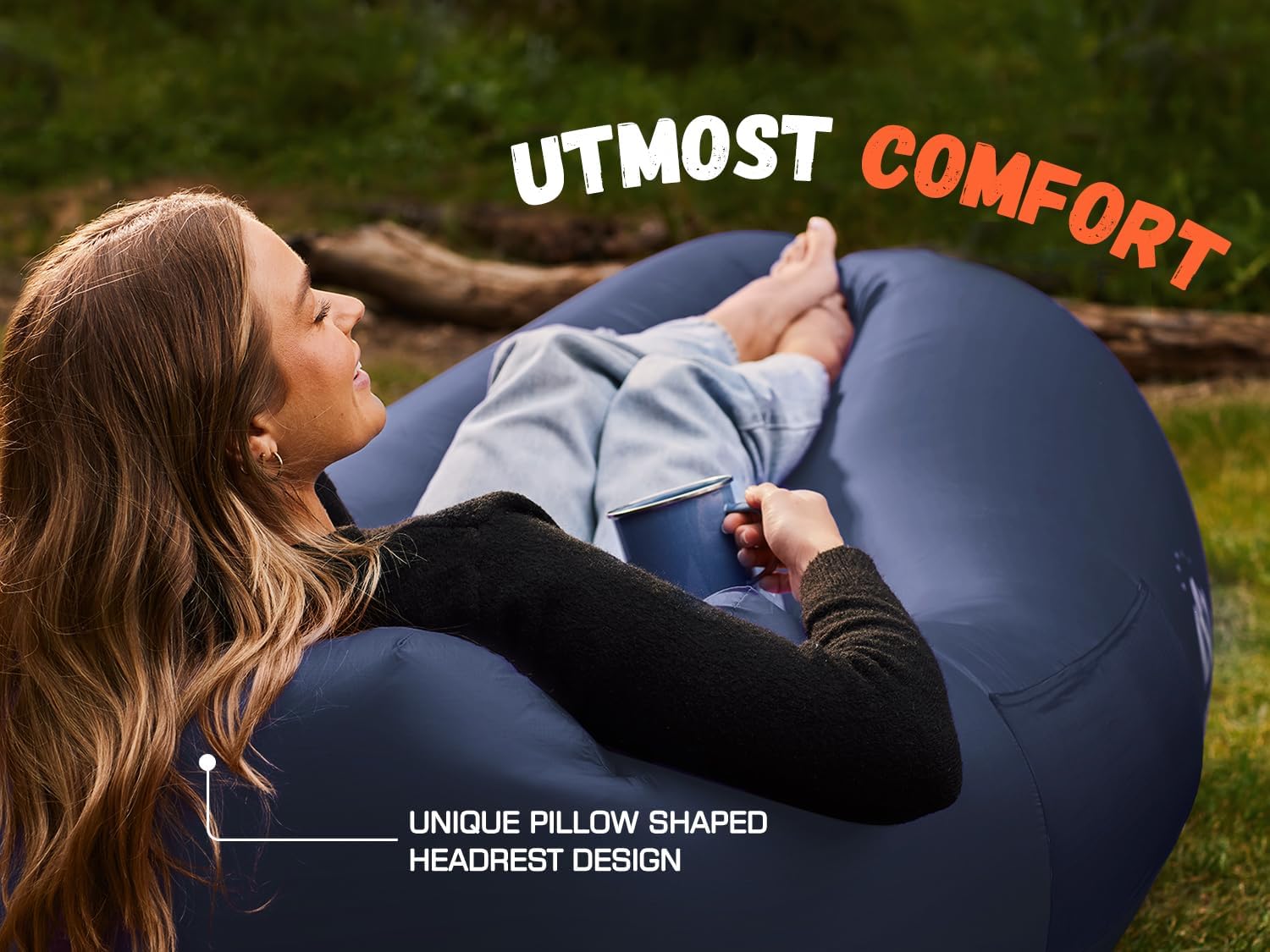 WEKAPO Inflatable Lounger Air Sofa,Navy