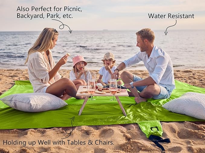 WEKAPO Sand Free Beach Blanket, Green