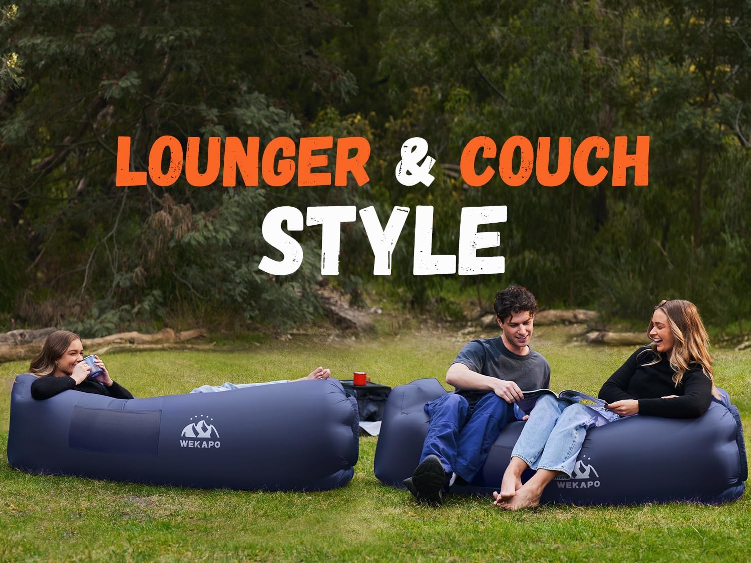 WEKAPO Inflatable Lounger Air Sofa,Navy