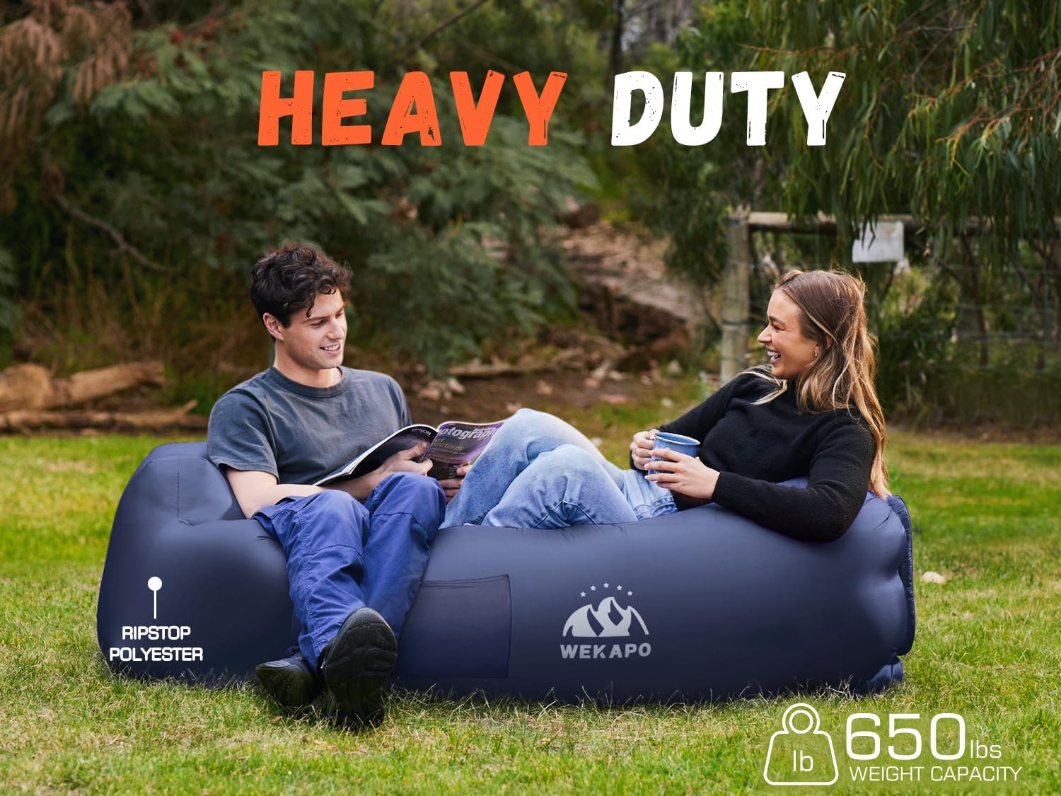 WEKAPO Inflatable Lounger Air Sofa,Navy