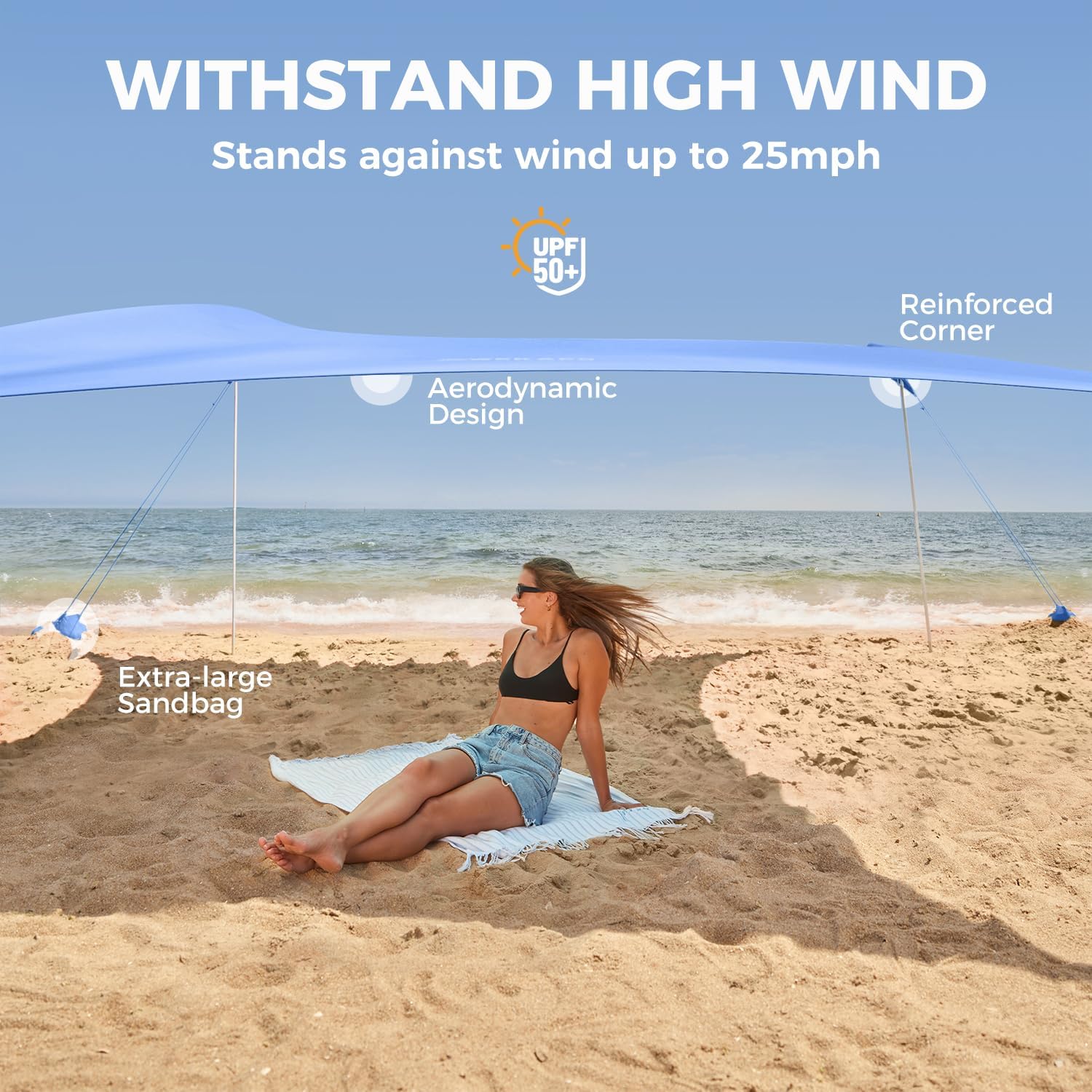 WEKAPO Beach Tent Sun Shelter,Periwinkle Blue