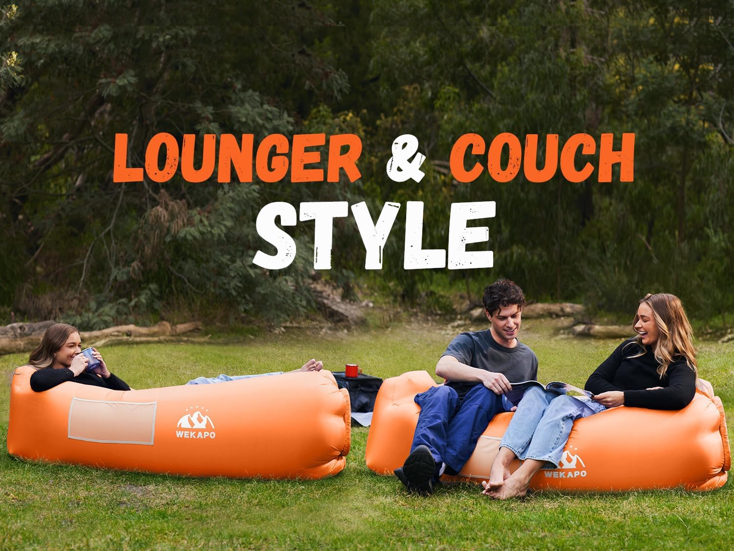 WEKAPO Inflatable Lounger Air Sofa,Orange