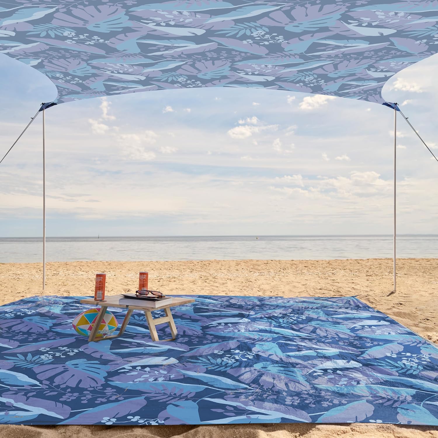 WEKAPO Beach Tent Sun Shelter,Sapphire Twilight Leaf