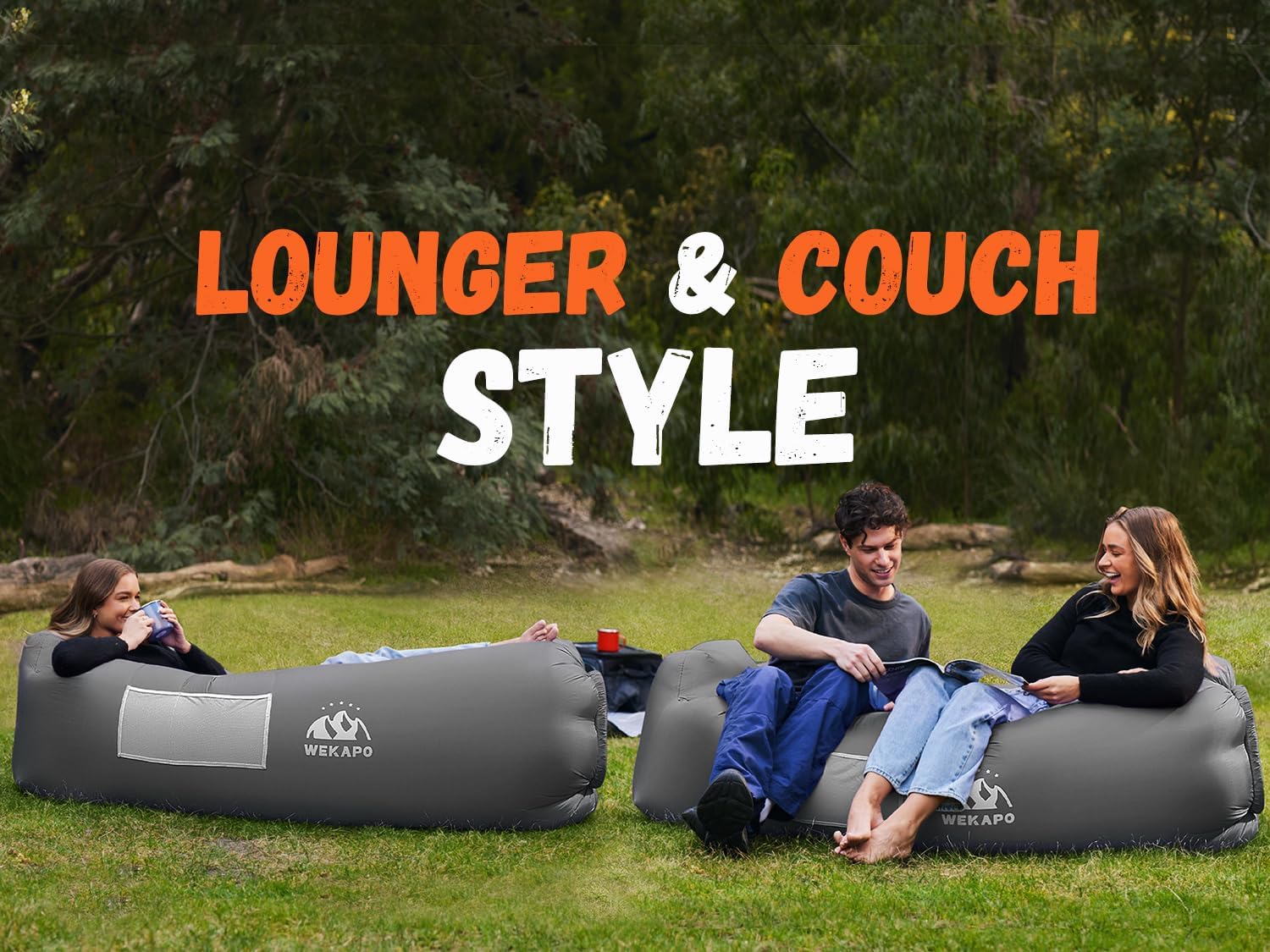 WEKAPO Inflatable Lounger Air Sofa,Slate Gray