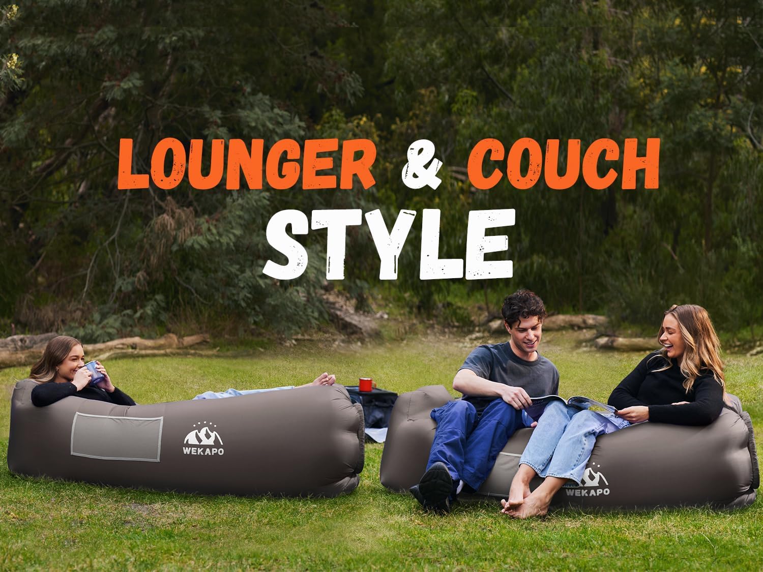 WEKAPO Inflatable Lounger Air Sofa,Taupe