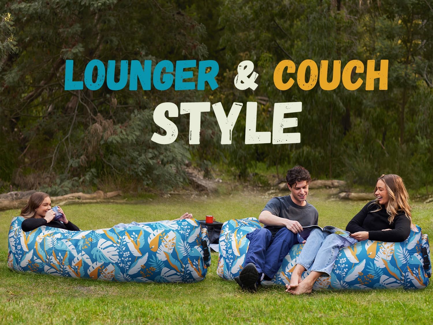 WEKAPO Inflatable Lounger Air Sofa,Honey Twilight Leaf