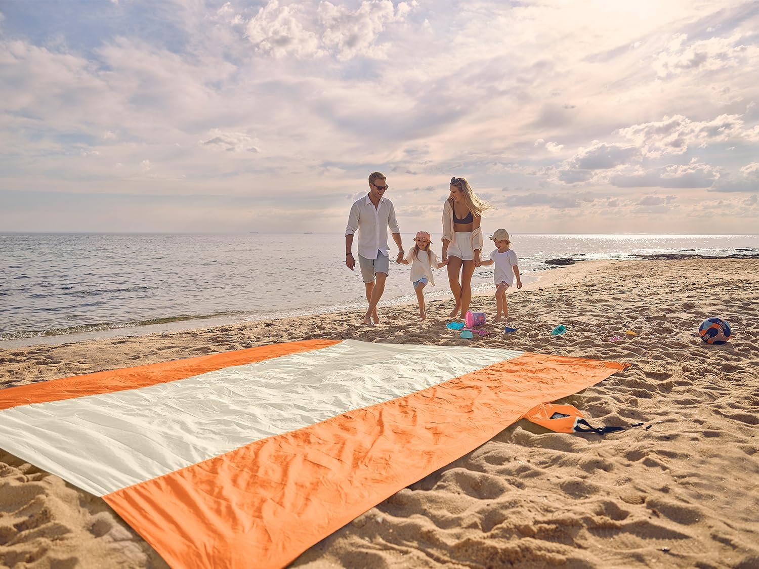 WEKAPO Sand Free Beach Blanket, Orange