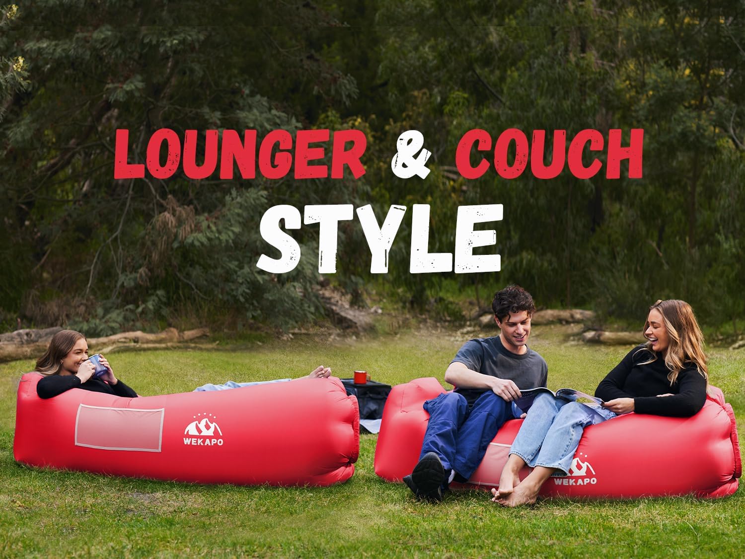 WEKAPO Inflatable Lounger Air Sofa,Red