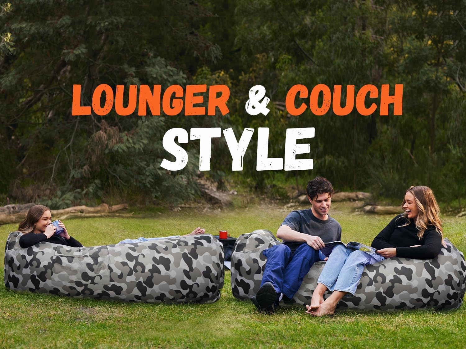 WEKAPO Inflatable Lounger Air Sofa,Grey Camouflage