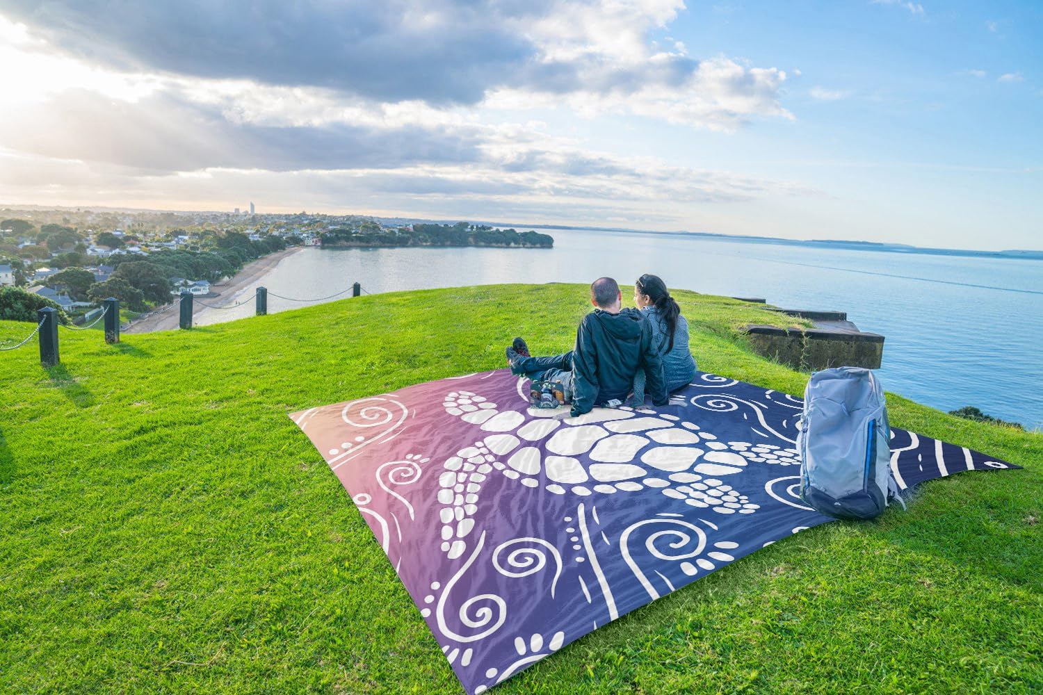 WEKAPO Sand Free Beach Blanket,Deep Blue Sea Turtle