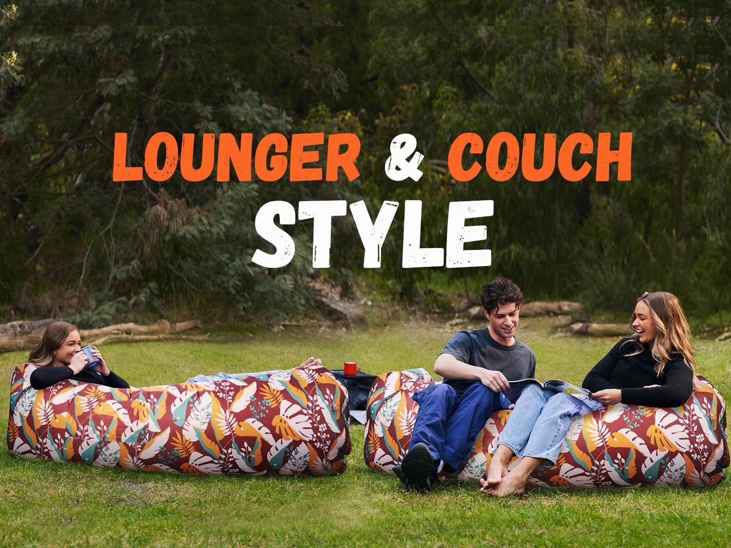 WEKAPO Inflatable Lounger Air Sofa,Chocolate Leaf