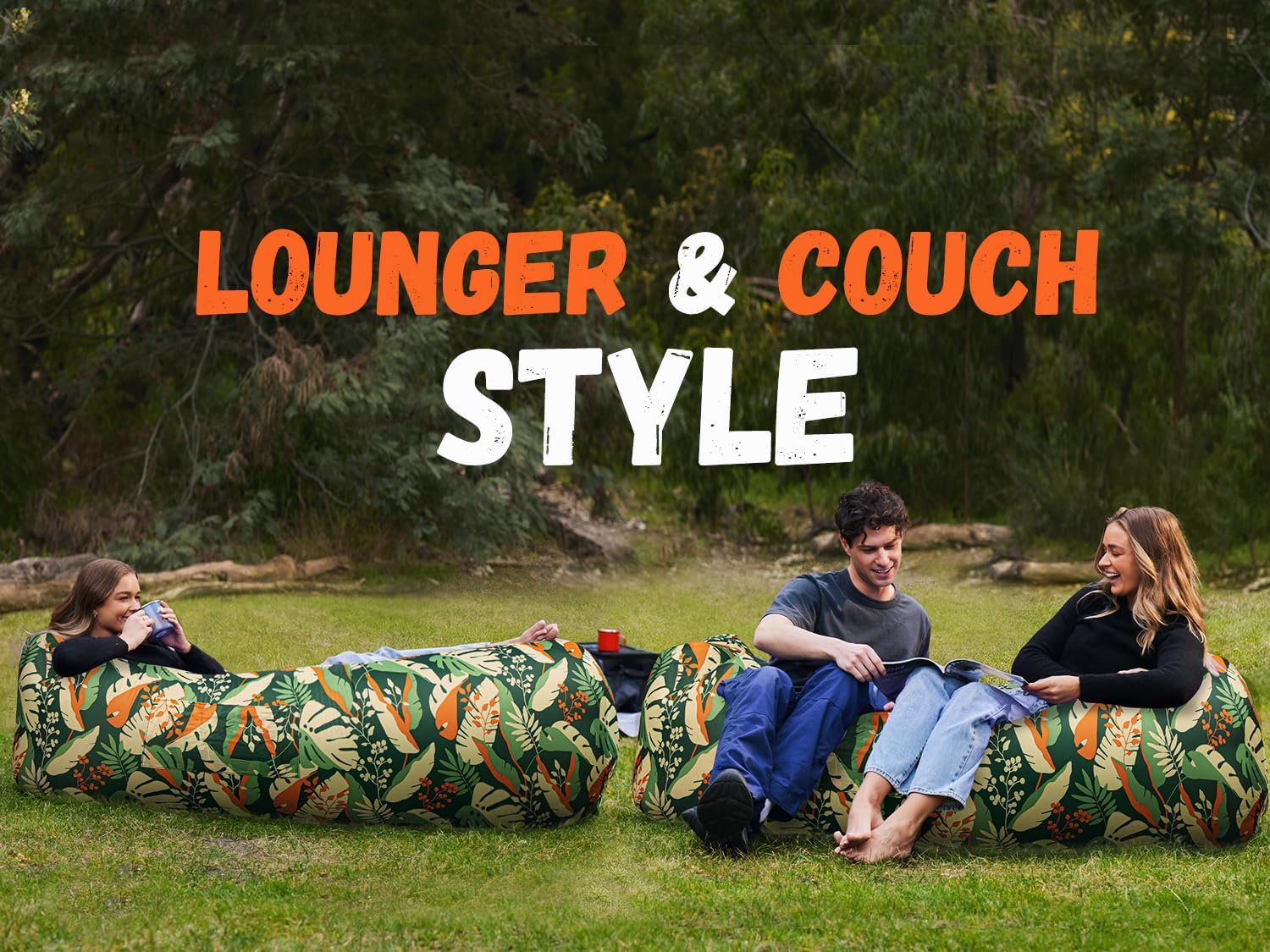 WEKAPO Inflatable Lounger Air Sofa,Green Leaf
