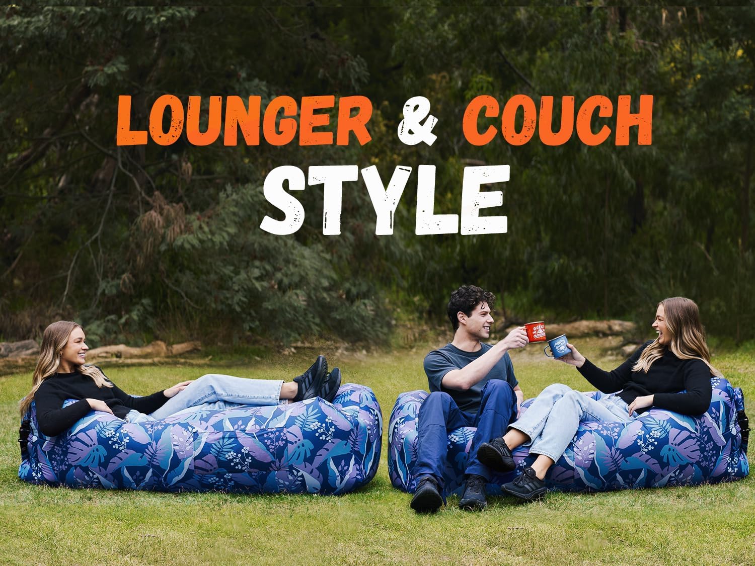 WEKAPO Inflatable Lounger Air Sofa,Blue Leaf