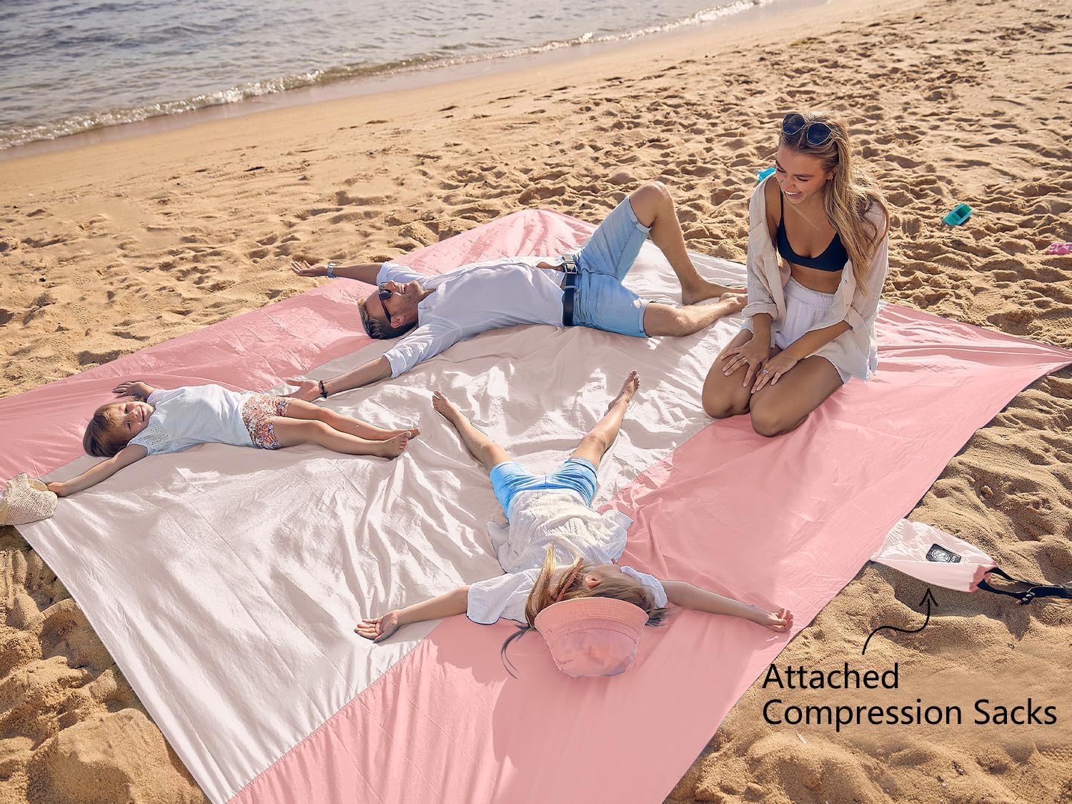 WEKAPO Sand Free Beach Blanket, Pink