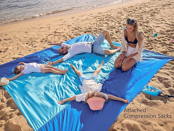 WEKAPO Sand Free Beach Blanket, Blue