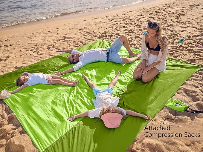 WEKAPO Sand Free Beach Blanket, Green