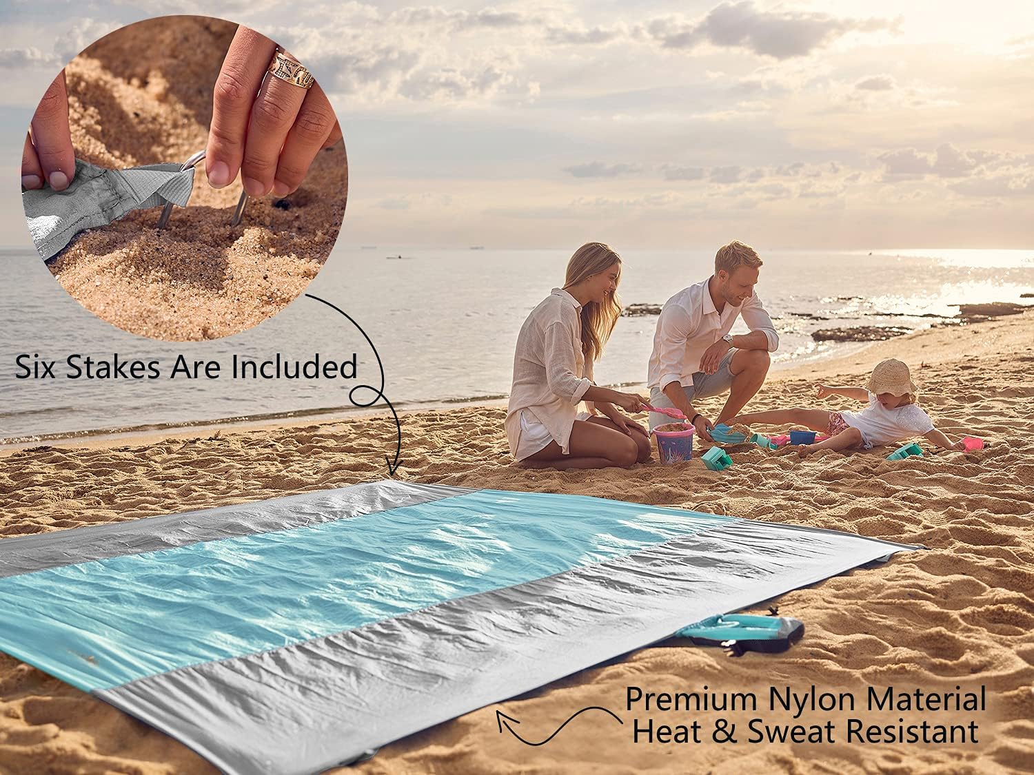 WEKAPO Sand Free Beach Blanket, Grey