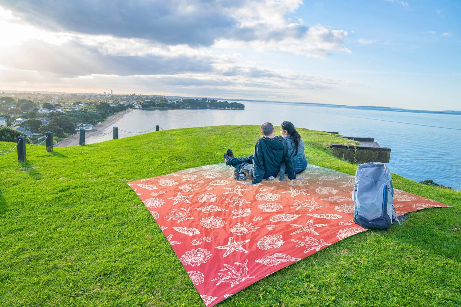 WEKAPO Sand Free Beach Blanket, Coral Sea Shells