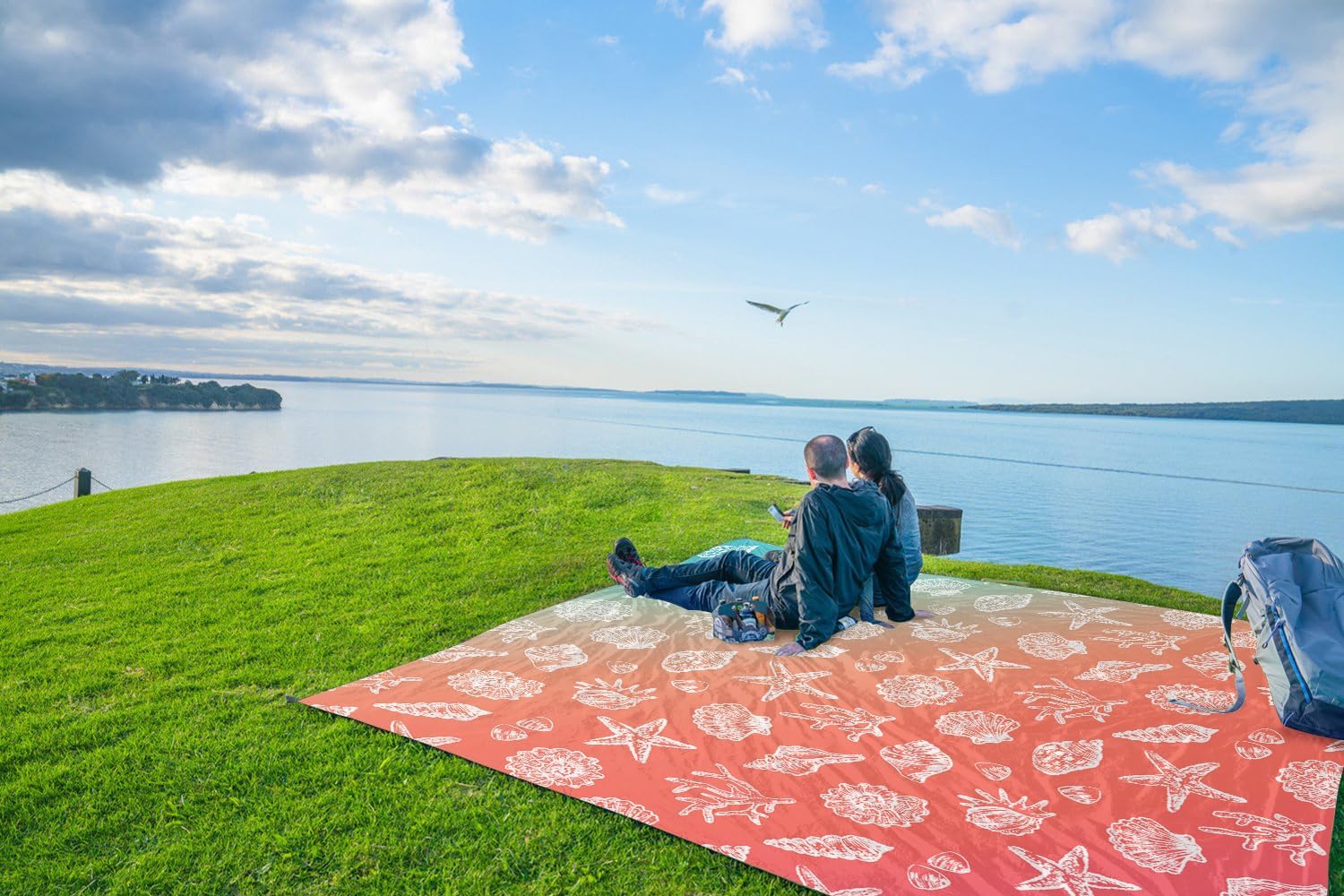 WEKAPO Sand Free Beach Blanket, Coral Sea Shells