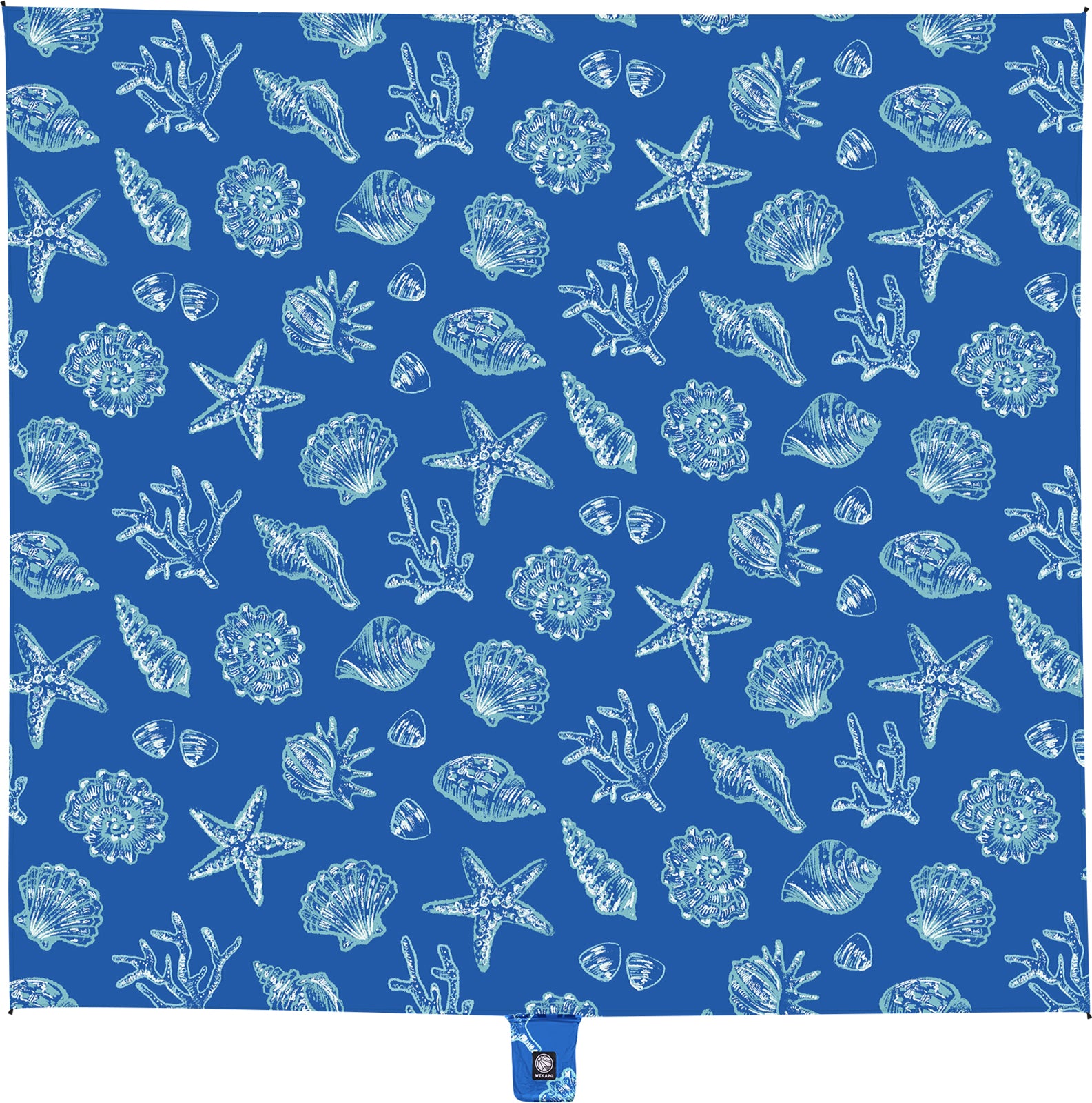 WEKAPO Sand Free Beach Blanket,Blue Sea Shells
