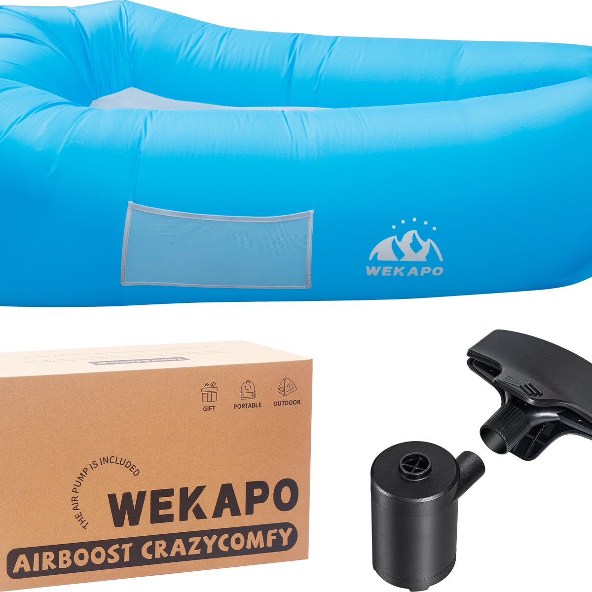 WEKAPO Chaise Longue Gonflable Ultra-Confort – Hamac Portable Sans Pompe, Parfait Pour Plage, Camping & Festival – Orange