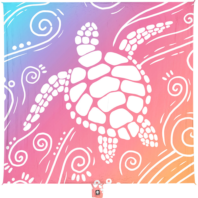 WEKAPO Sand Free Beach Blanket,Pinkish Purple Sea Turtle