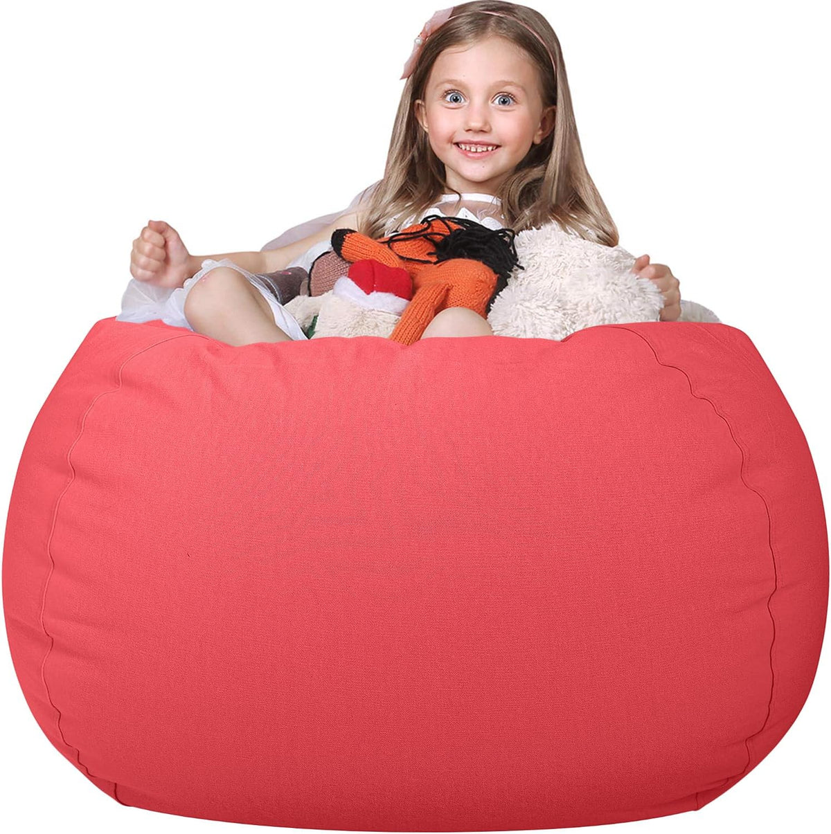 WEKAPO Stuffed Animal Storage Bean Bag Cover,Solid Red