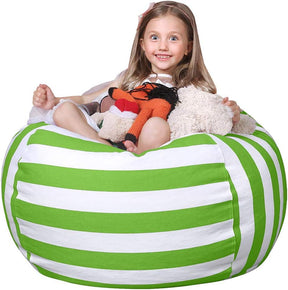 WEKAPO Stuffed Animal Storage Bean Bag Cover,Green Stripes