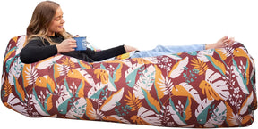 WEKAPO Inflatable Lounger Air Sofa,Chocolate Leaf