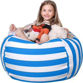WEKAPO Stuffed Animal Storage Bean Bag Cover,Blue Stripes