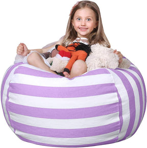 WEKAPO Stuffed Animal Storage Bean Bag Cover,Purple Stripes