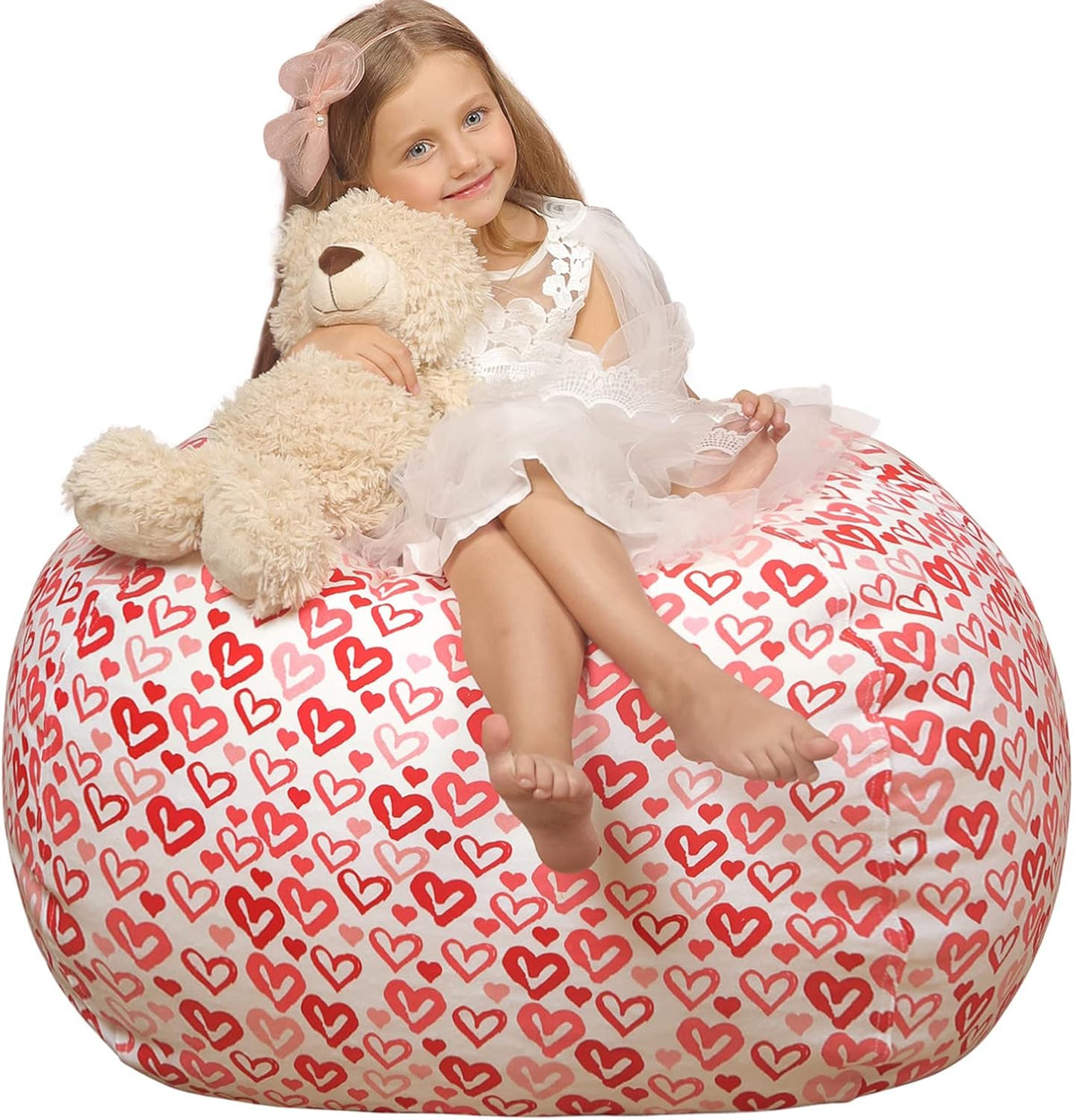 WEKAPO Stuffed Animal Storage Bean Bag Cover,Heart