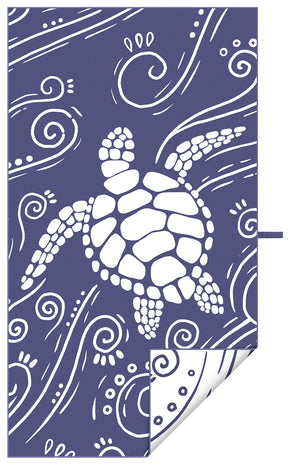 WEKAPO Microfiber Beach Towel,Navy Sea Turtle
