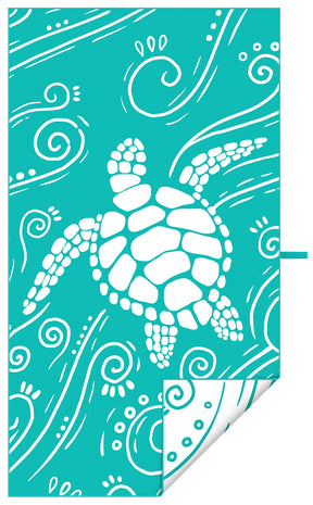 WEKAPO Microfiber Beach Towel,Teal Sea Turtle