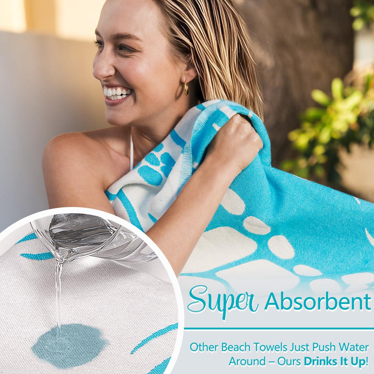 WEKAPO Turkish Beach Towel,Turquoise Sea Turtle