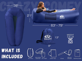 WEKAPO Inflatable Couch with Pump,Navy