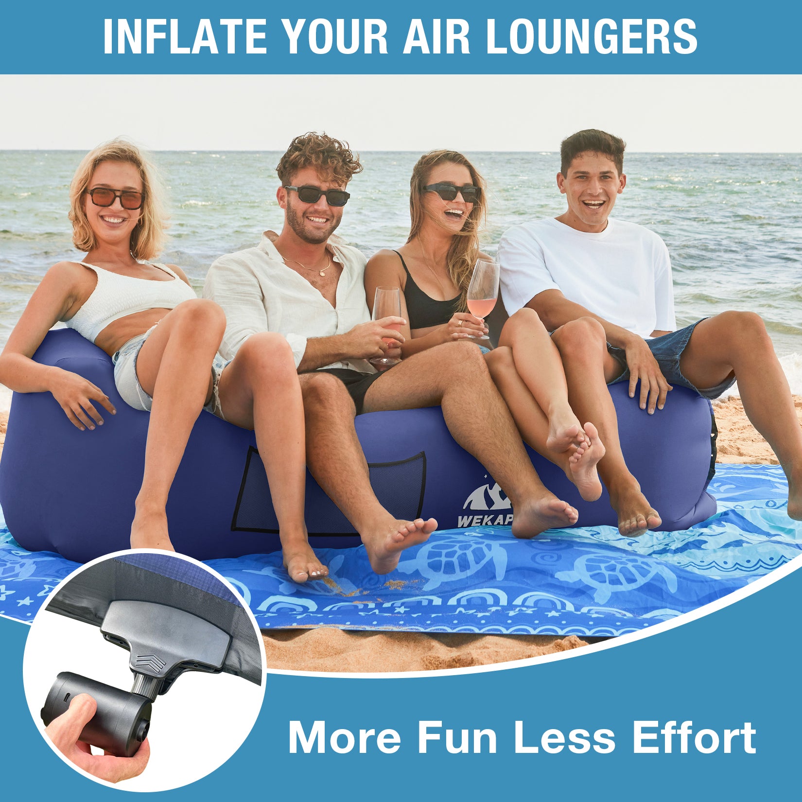 WEKAPO Portable Electric Air Pump & Nozzle Set for Air Loungers