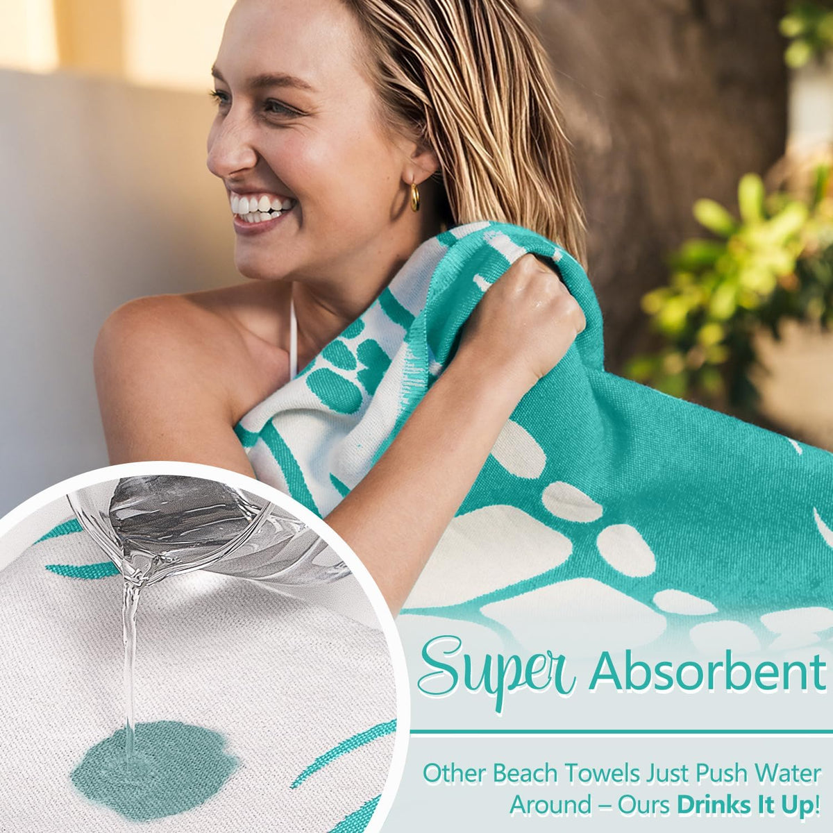 WEKAPO Turkish Beach Towel,Light Teal Sea Turtle