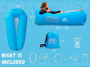 WEKAPO Inflatable Couch with Pump,Blue