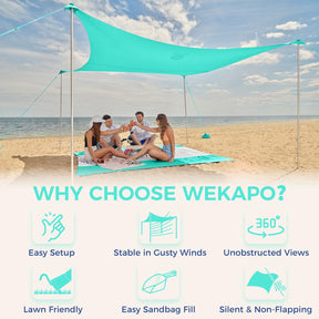 WEKAPO Beach Tent Sun Shelter,Turquoise